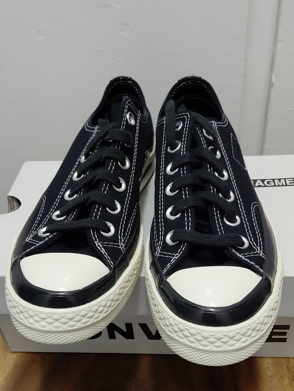 Moncler Black & White Low-Top Canvas Sneakers